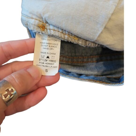 NWOT Hayden Los Angeles Distressed Denim Cutoffs with Sequined Pockets S - Picture 11 of 11